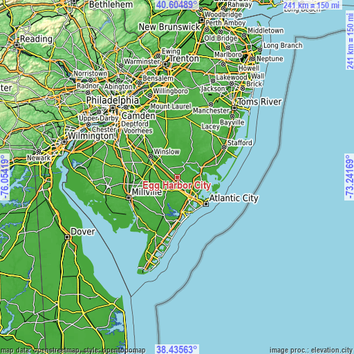 Topographic map of Egg Harbor City