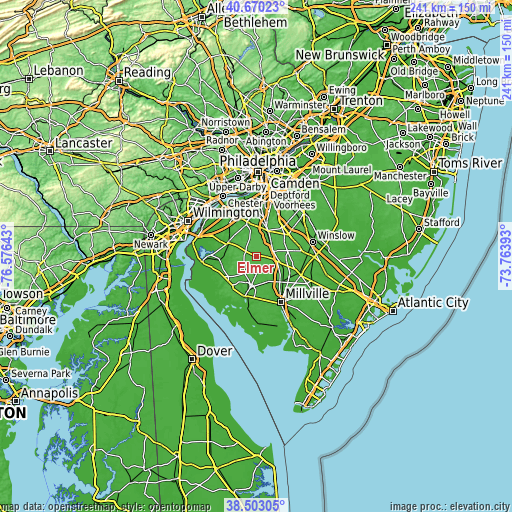 Topographic map of Elmer