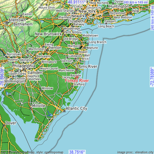 Topographic map of Forked River