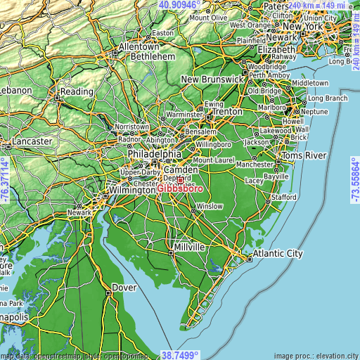 Topographic map of Gibbsboro