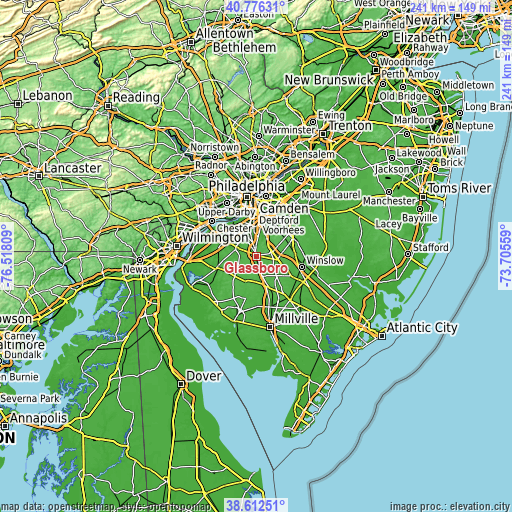 Topographic map of Glassboro