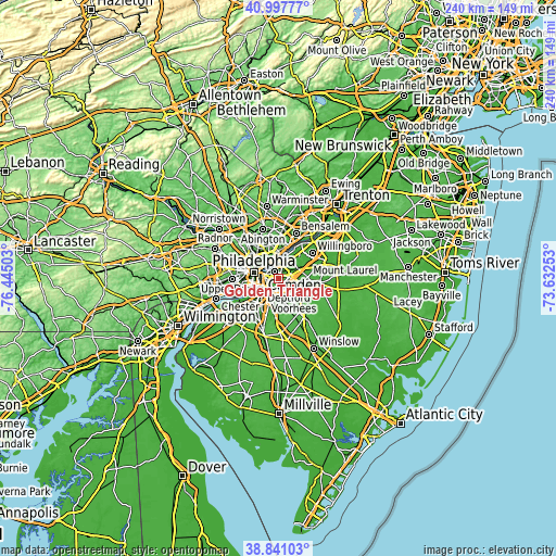 Topographic map of Golden Triangle