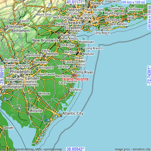 Topographic map of Island Heights