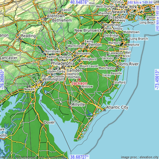 Topographic map of Jackson