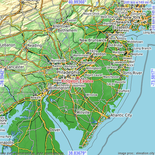 Topographic map of Kingston Estates