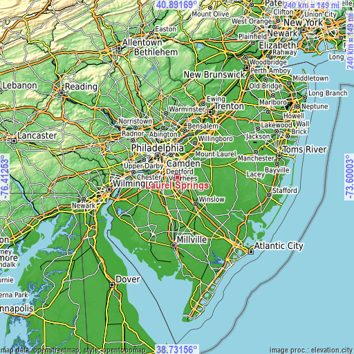 Topographic map of Laurel Springs