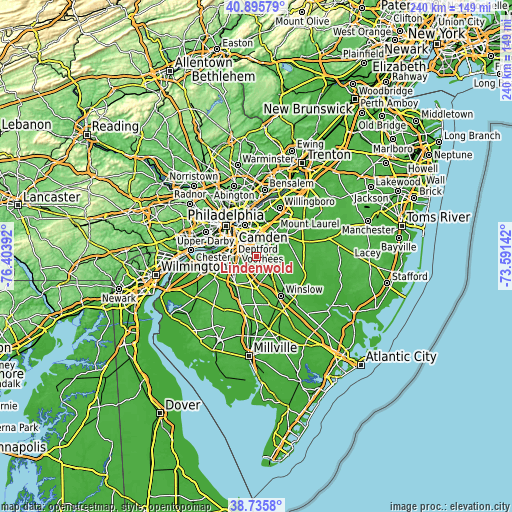 Topographic map of Lindenwold