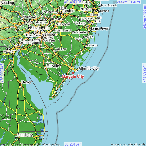 Topographic map of Margate City