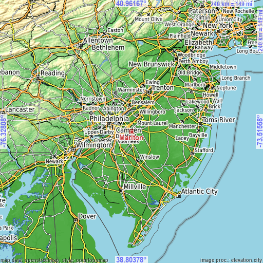 Topographic map of Marlton