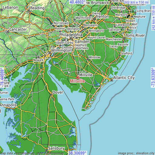 Topographic map of Millville