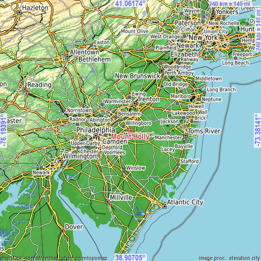 Topographic map of Mount Holly