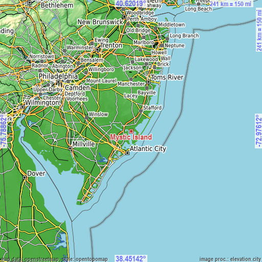 Topographic map of Mystic Island