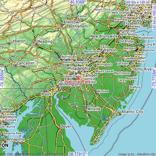 Topographic map of National Park