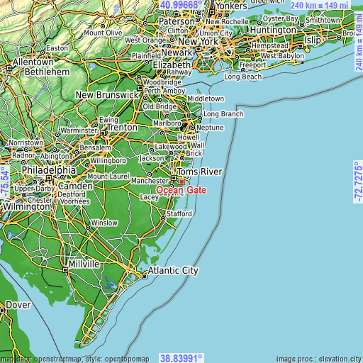 Topographic map of Ocean Gate