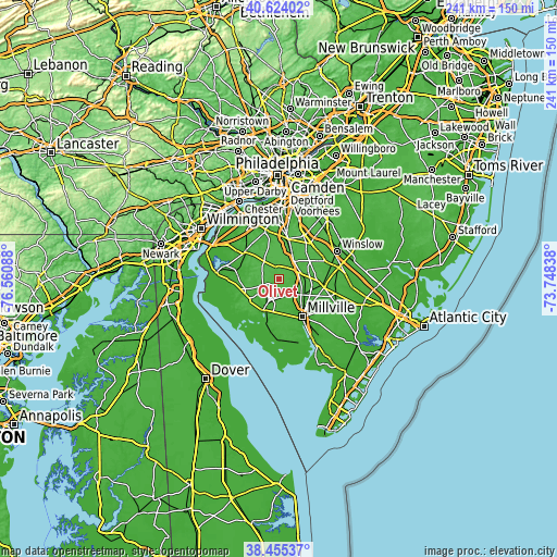 Topographic map of Olivet