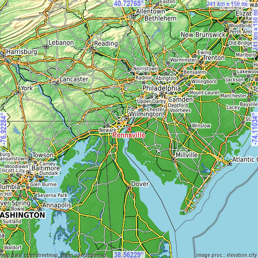 Topographic map of Pennsville