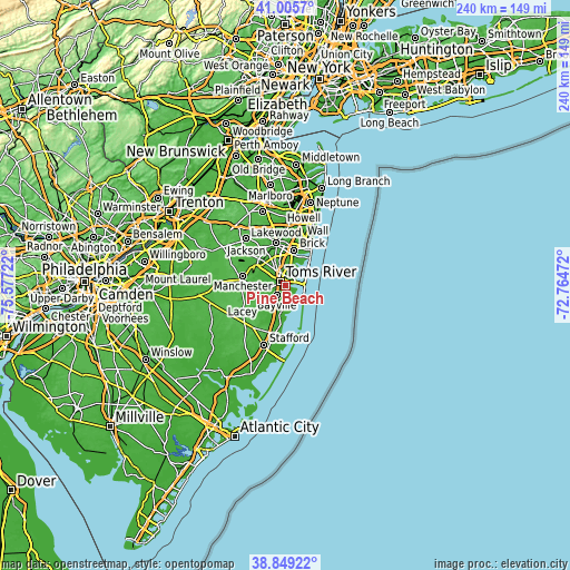 Topographic map of Pine Beach