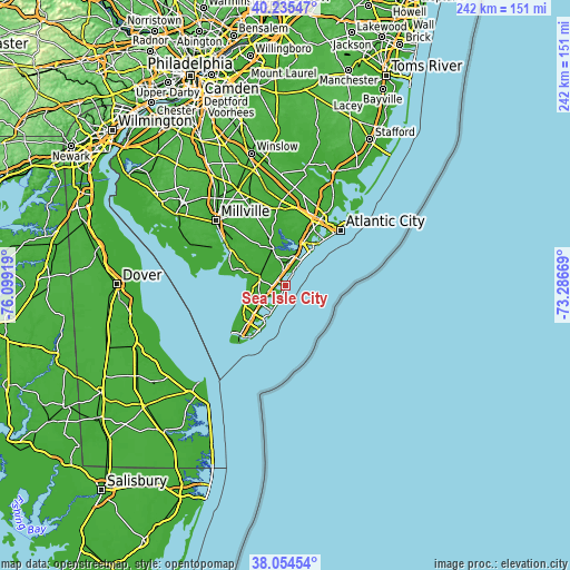 Topographic map of Sea Isle City