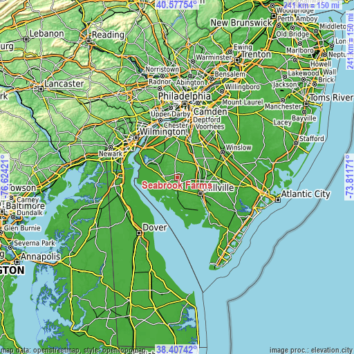 Topographic map of Seabrook Farms