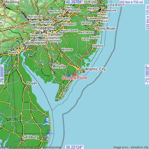 Topographic map of Somers Point