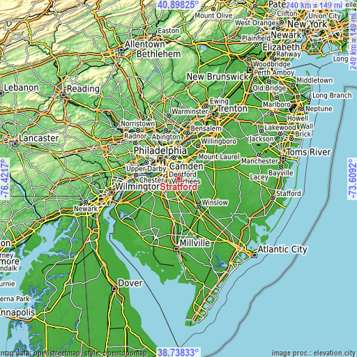 Topographic map of Stratford