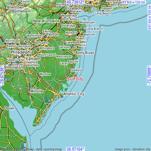 Topographic map of Surf City