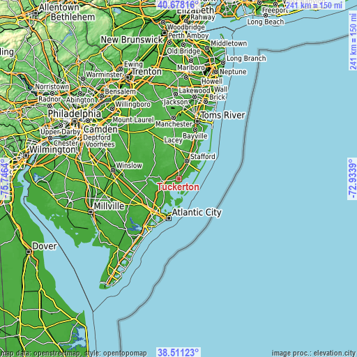 Topographic map of Tuckerton