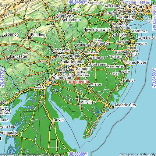 Topographic map of Turnersville