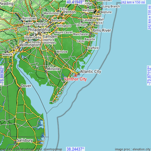 Topographic map of Ventnor City