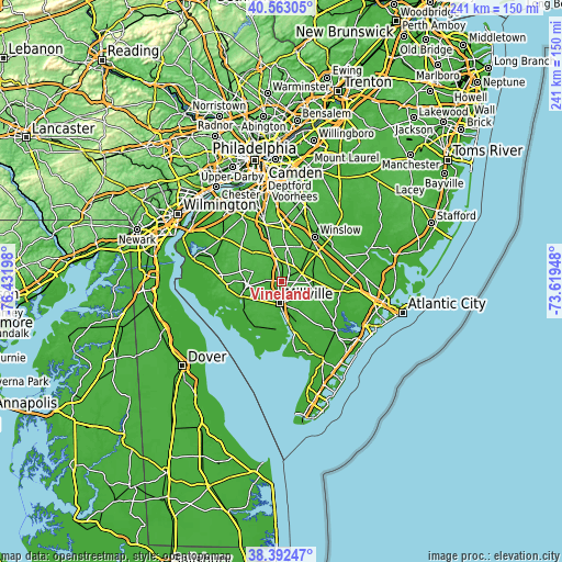 Topographic map of Vineland