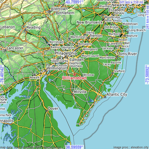 Topographic map of Williamstown