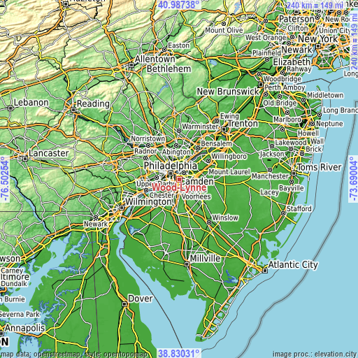 Topographic map of Wood-Lynne