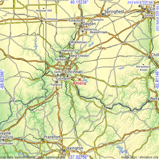 Topographic map of Amelia