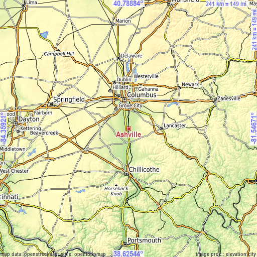 Topographic map of Ashville