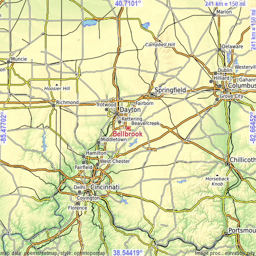 Topographic map of Bellbrook