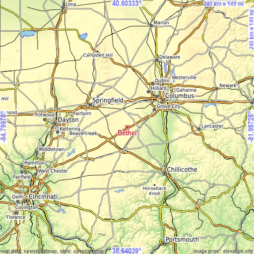 Topographic map of Bethel