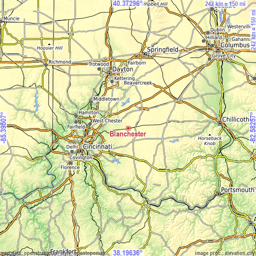 Topographic map of Blanchester