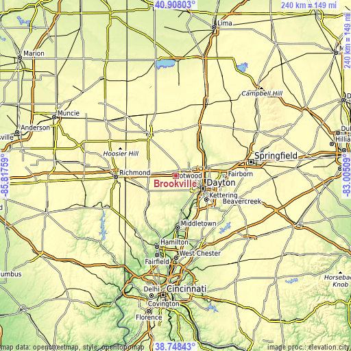 Topographic map of Brookville