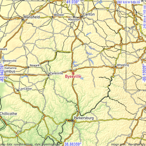 Topographic map of Byesville