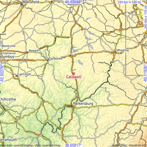 Topographic map of Caldwell