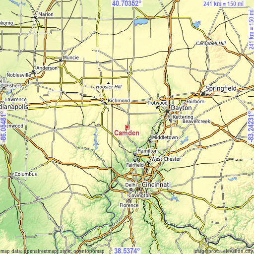 Topographic map of Camden