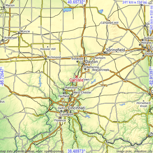 Topographic map of Carlisle