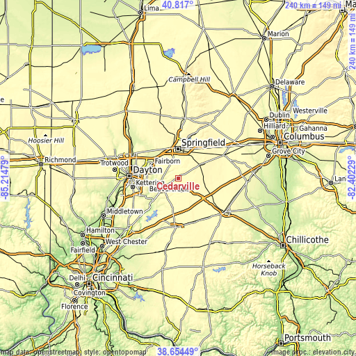 Topographic map of Cedarville