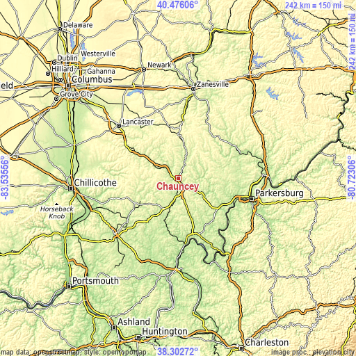 Topographic map of Chauncey