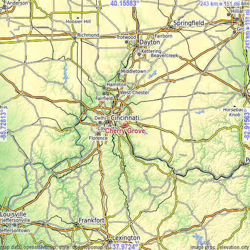 Topographic map of Cherry Grove