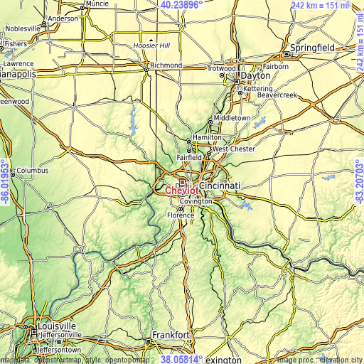 Topographic map of Cheviot