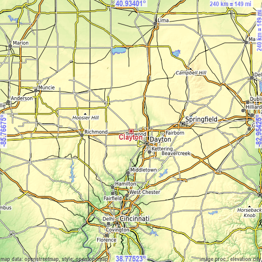 Topographic map of Clayton