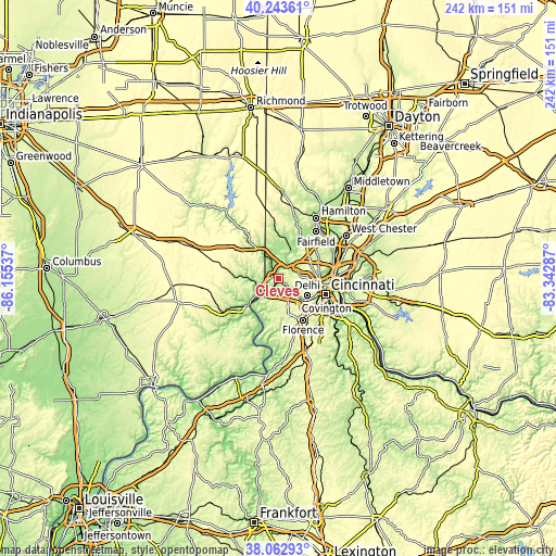 Topographic map of Cleves