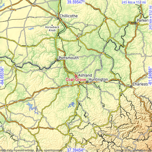 Topographic map of Coal Grove