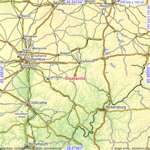 Topographic map of Crooksville